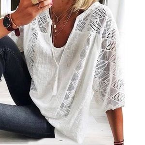 Zara White Crochet Tunic